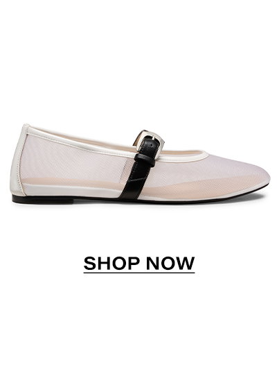 Sai Bareitall Mary Jane Flat in White Mesh & Black Leather
