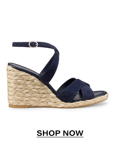 Alyssa Wedge Sandal in Navy Blue Suede