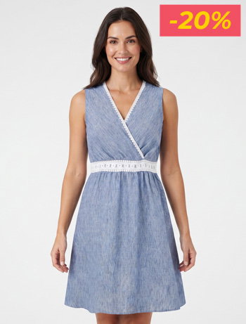 Robe mi-longue à bande brodée