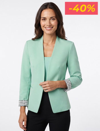 Veste droite col droit épaulettes - Vert menthe