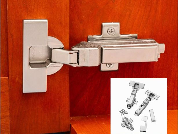 Installed hinge with inset