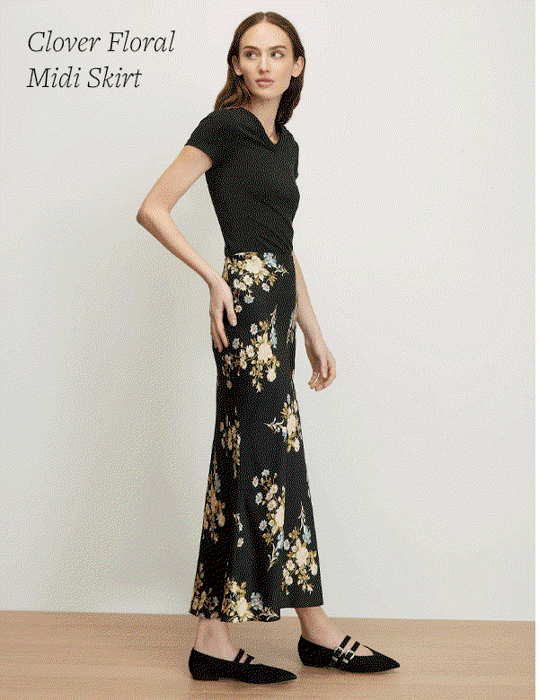 Clover Floral Midi Skirt