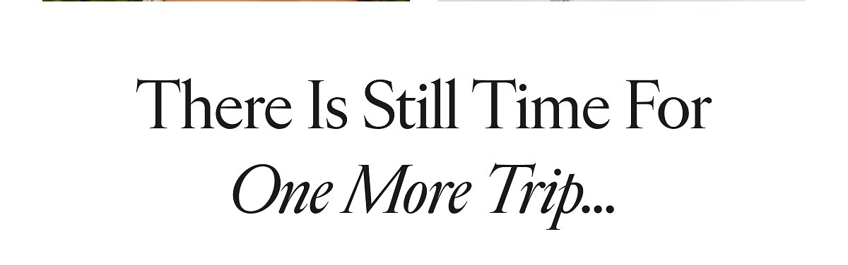 There Is Still Time For One More Trip...