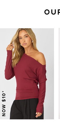 Red One Shoulder Top Long Sleeve
