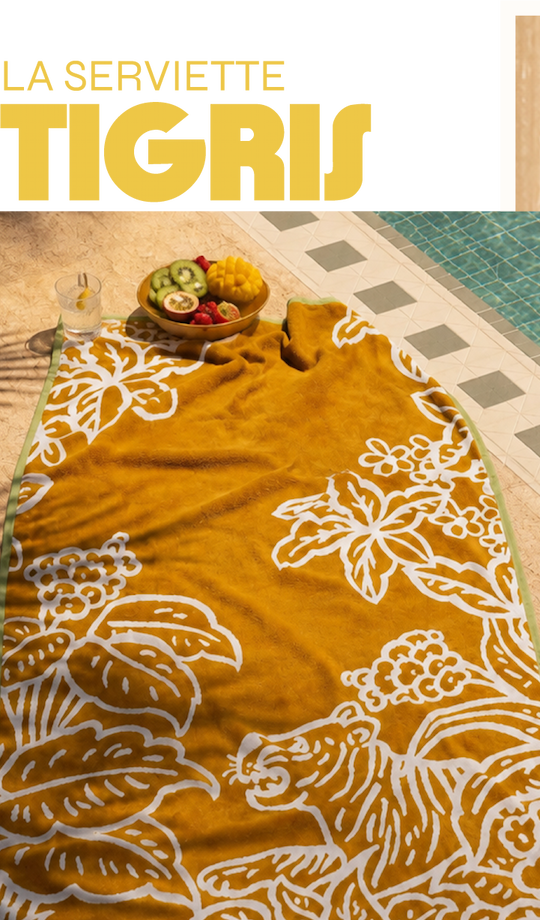 Drap de plage Tigris jaune et ivoire