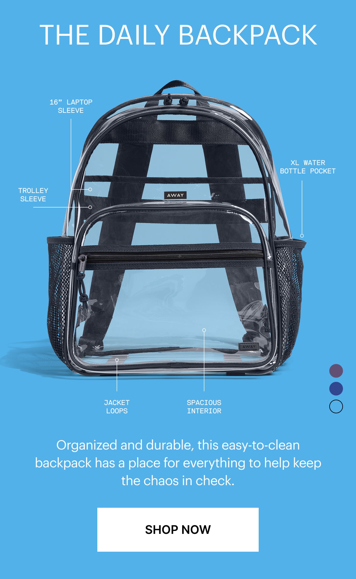 The Daily Backpack | Organized and durable, this easy-to-clean backpack has a place for everything to help keep the chaos in check.