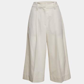 White Wool Pleated Culottes M