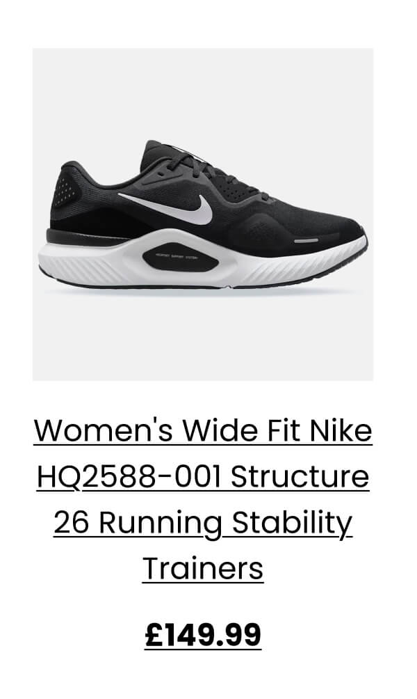 Women's Wide Fit Nike HQ2588-001 Structure 26 Running Stability Trainers £149.99