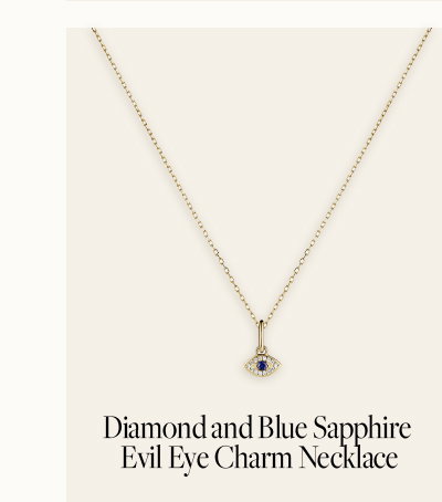 Diamond and Blue Sapphire Evil Eye Charm Necklace