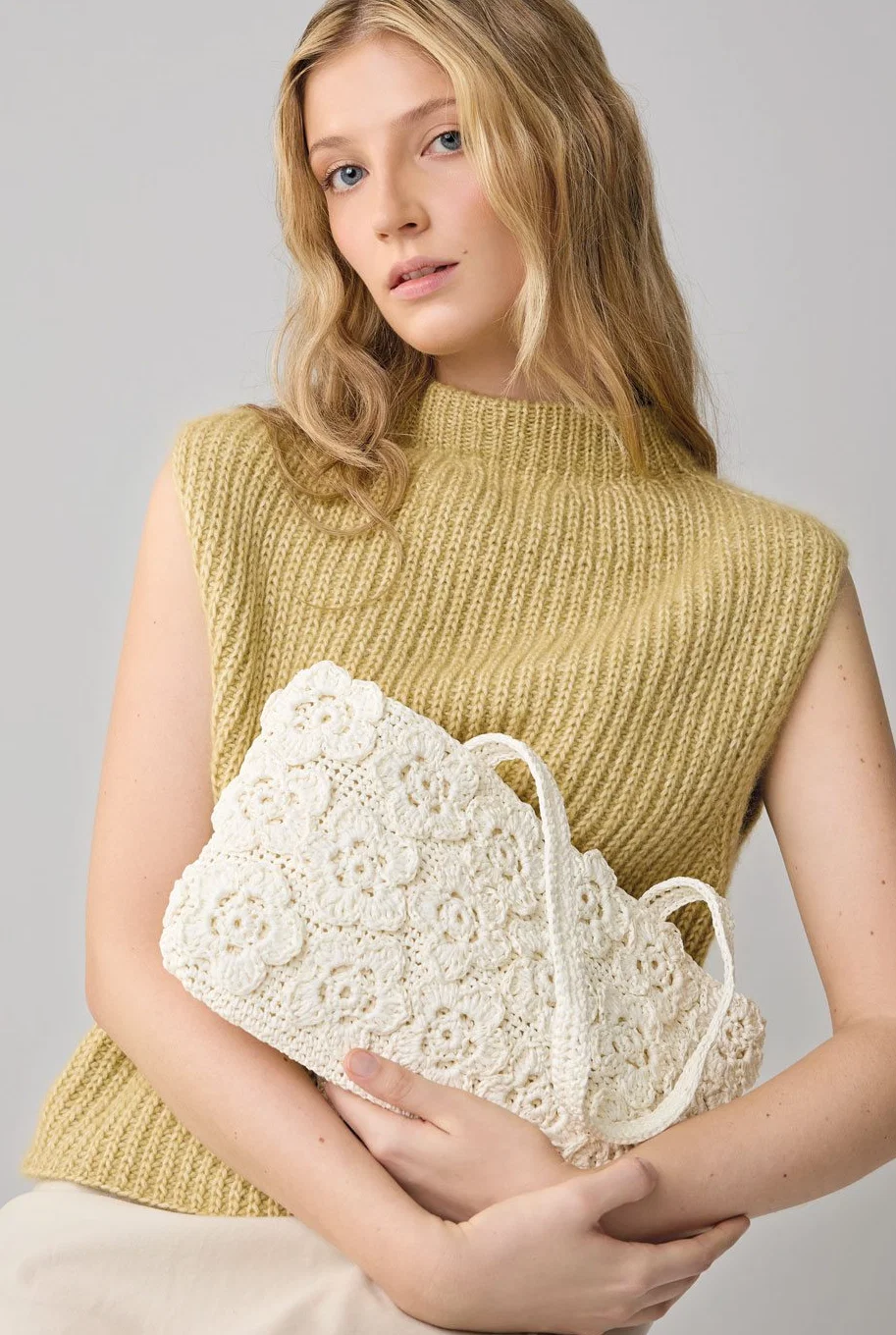 Häkelset Tasche in Creme