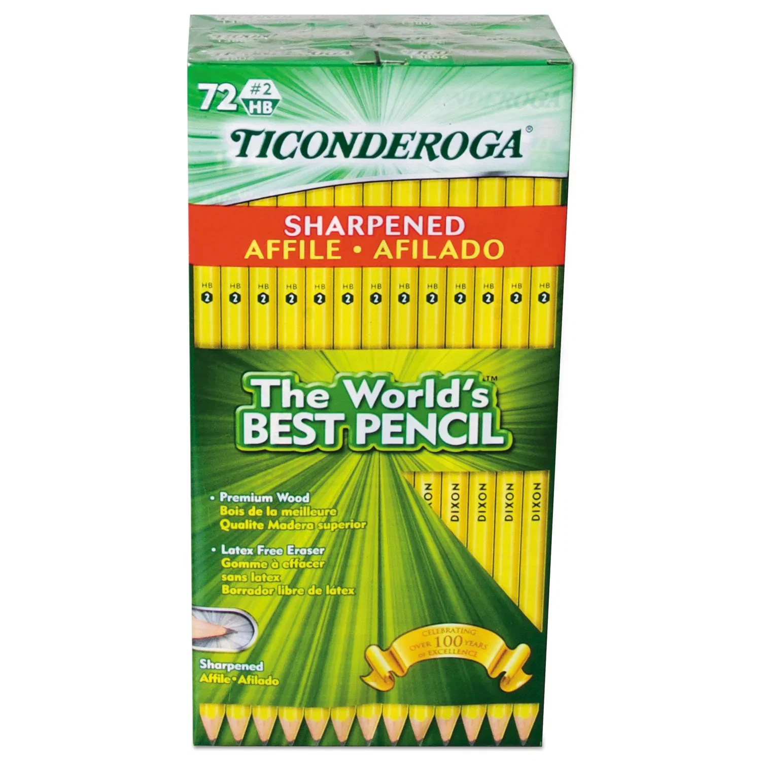 Image of Ticonderoga® Pre-Sharpened Pencil, HB (#2), Black Lead, Yellow Barrel, 72/Pack (DIX13972)
