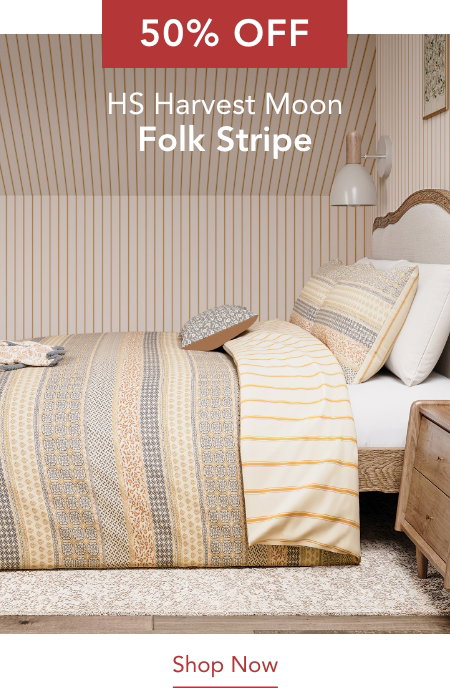 50% Off Helena Springfield Harvest Moon Folk Stripe Bedding in Graphite/Copper
