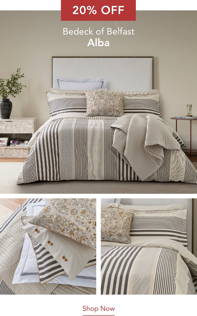 20% Off Bedeck of Belfast Alba Bedding in Charcoal & Tan