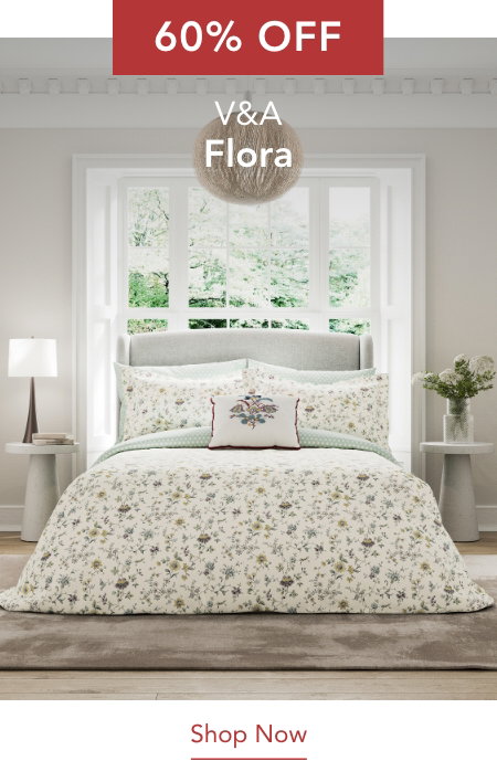 60% Off V&A Flora Bedding in Duck Egg