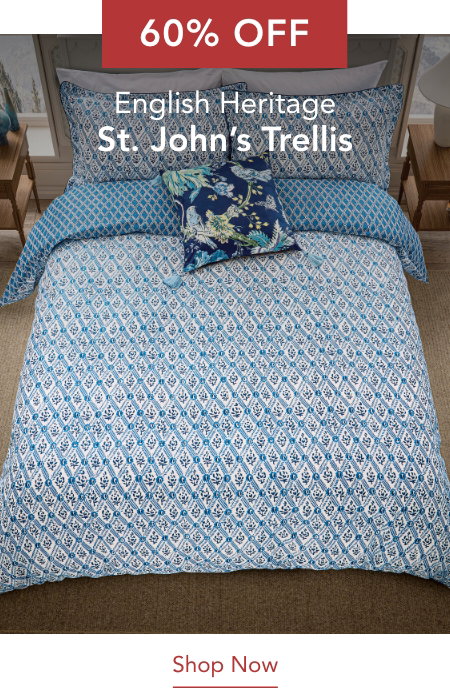 60% Off English Heritage St John's Trellis Bedding in Blue