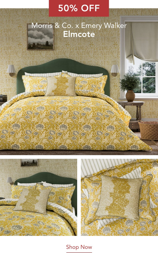 50% Off Morris & Co X Emery Walker Elmcote Bedding in Sunflower