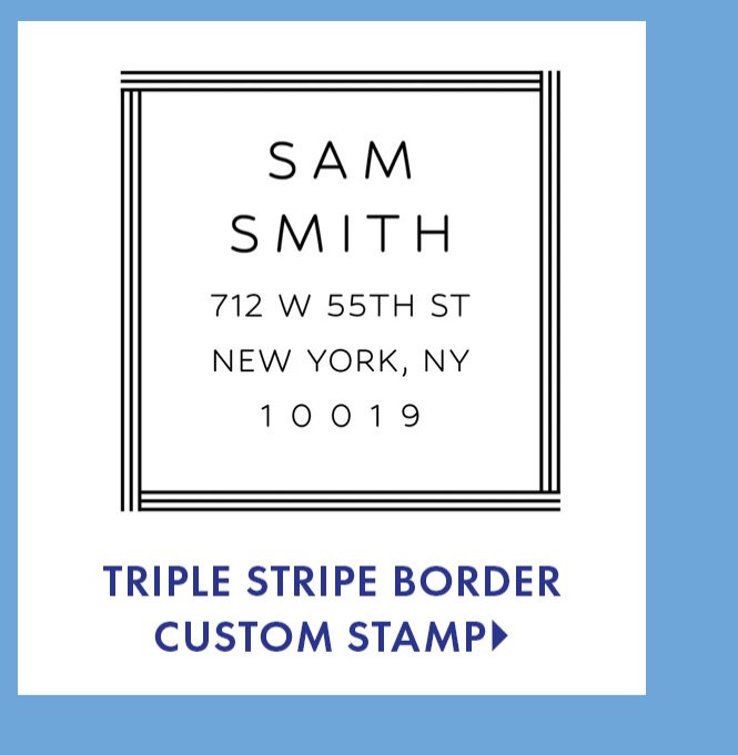 Triple Stripe Border Custom Stamp
