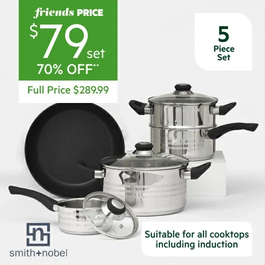 Smith+nobel traditions stainless steel 5pc cookset