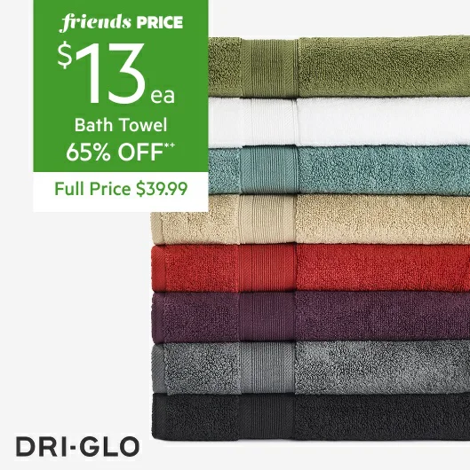 Dri Glo zero twist bath towel