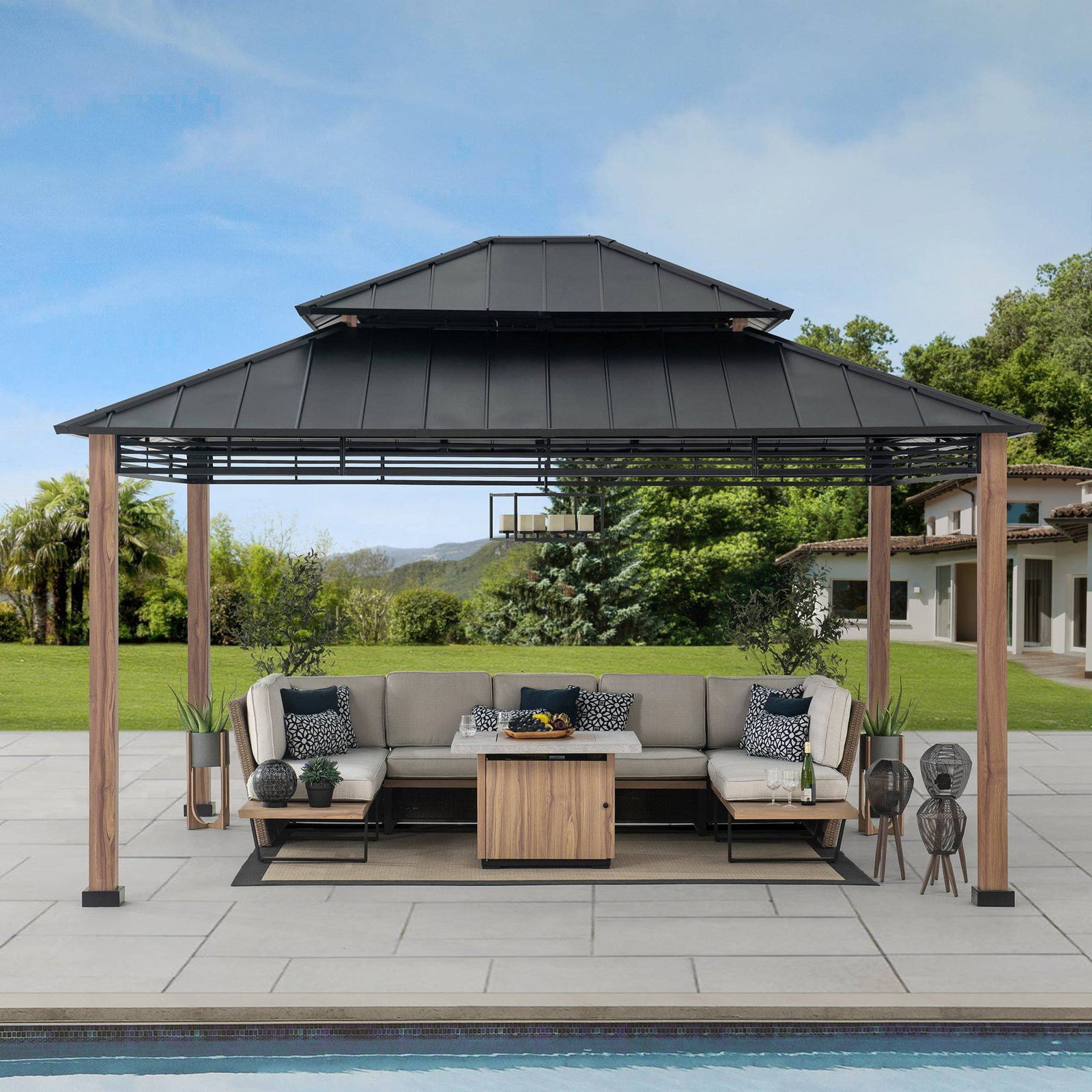 Image of Summit Heavy-Duty Double-Roof Gazebo, 13x15
