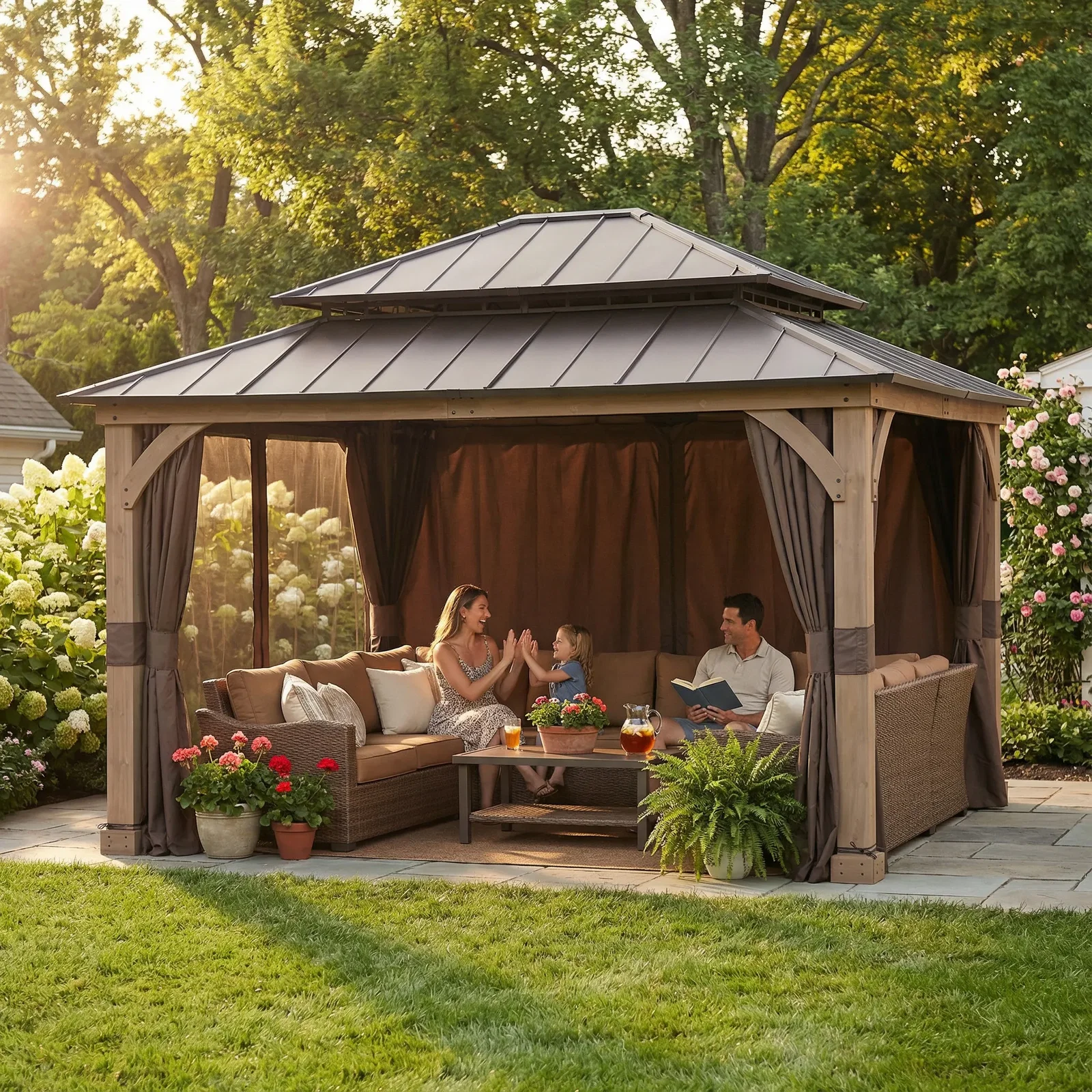 Image of Extra-Large Vent Top Wood Gazebo, 11x13