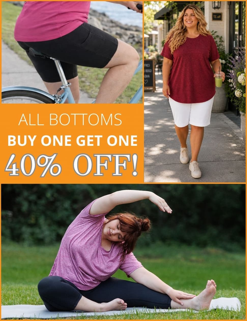 Buy One Get One 40% Off- JunoActive Plus-Size Bottoms