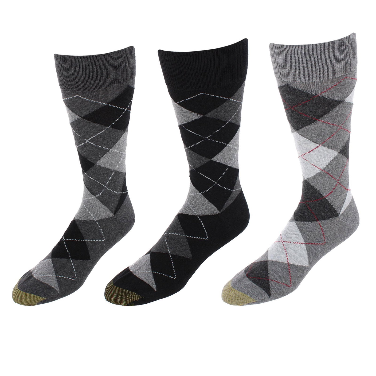 Image of Gold Toe Men's Carlyle Argyle Crew Dress Socks (Pack of 3)