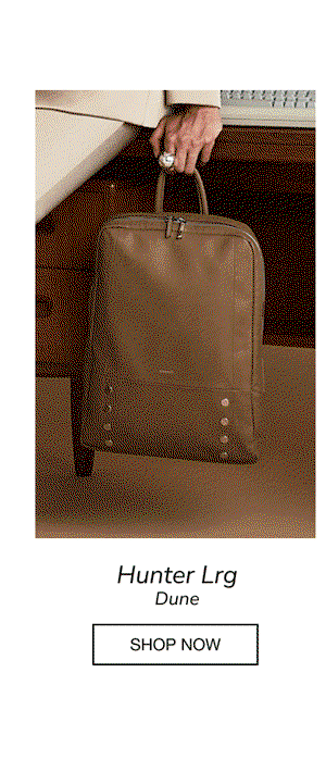 Hammitt Hunter Lrg backpack in Dune, featuring a clean, structured silhouette with ample storage for commuting, travel, and work.