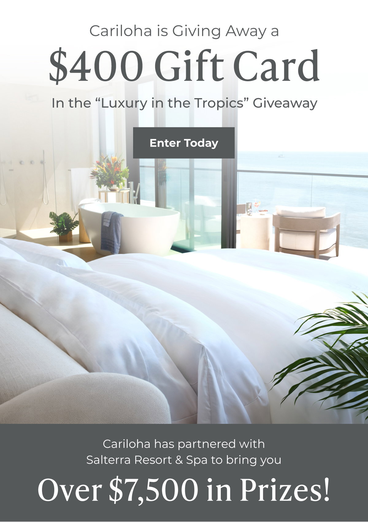 Cariloha is giving away a $400 Gift Card ... Over $7,500 in prizes | Enter Today!