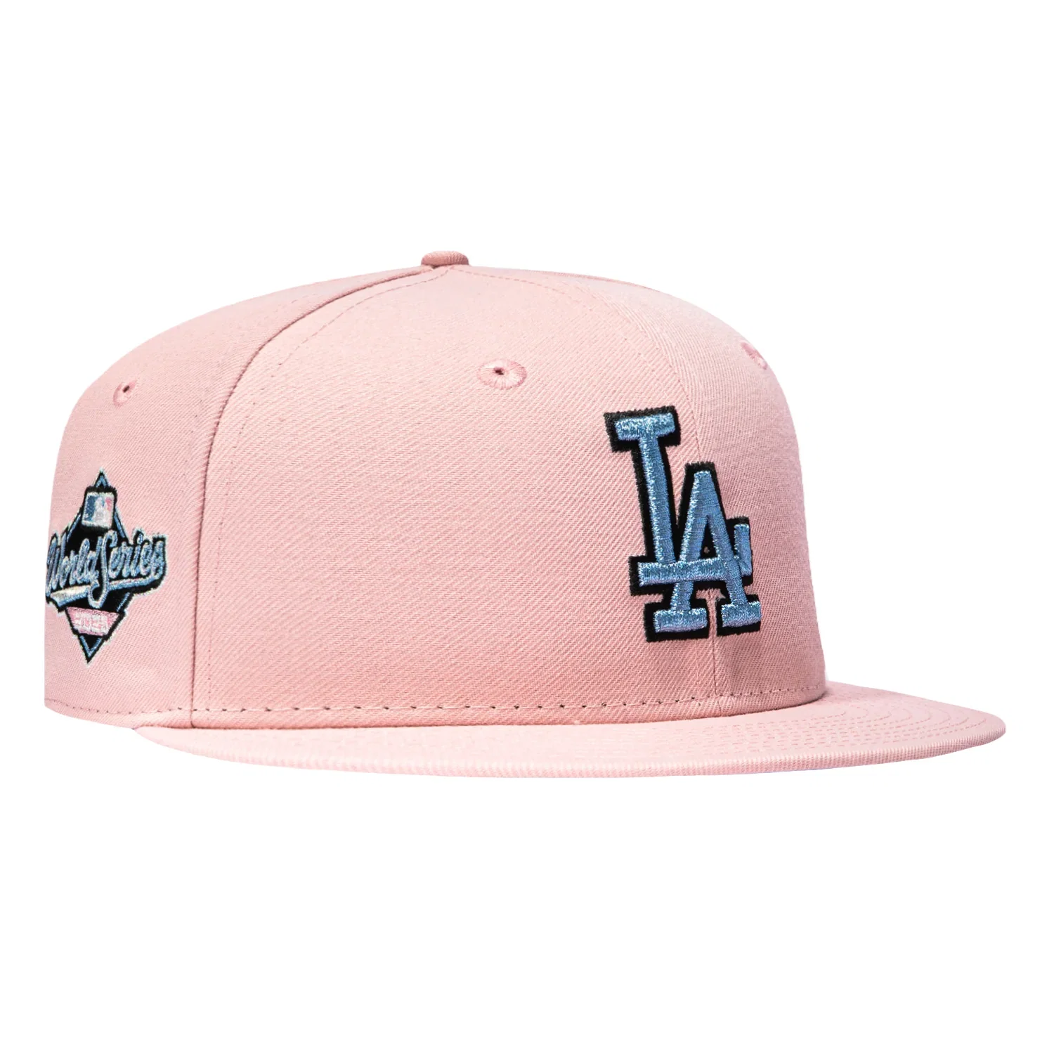 Image of New Era 59Fifty Blake Snell Los Angeles Dodgers 2025 World Series Patch Light Blue UV Hat - Pink