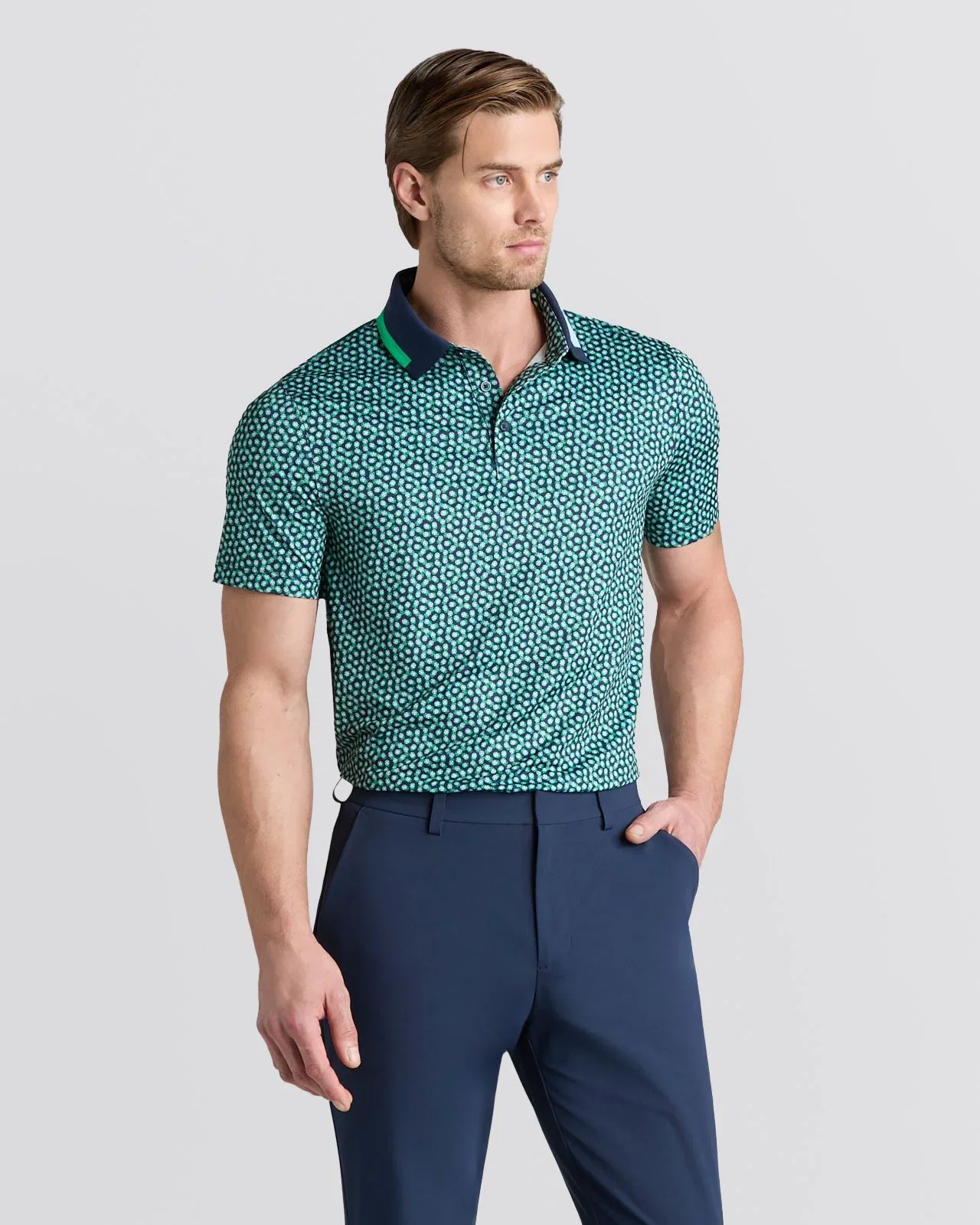 Image of G/FORE Triple/G Tech Jersey Polo Twilight/Clover