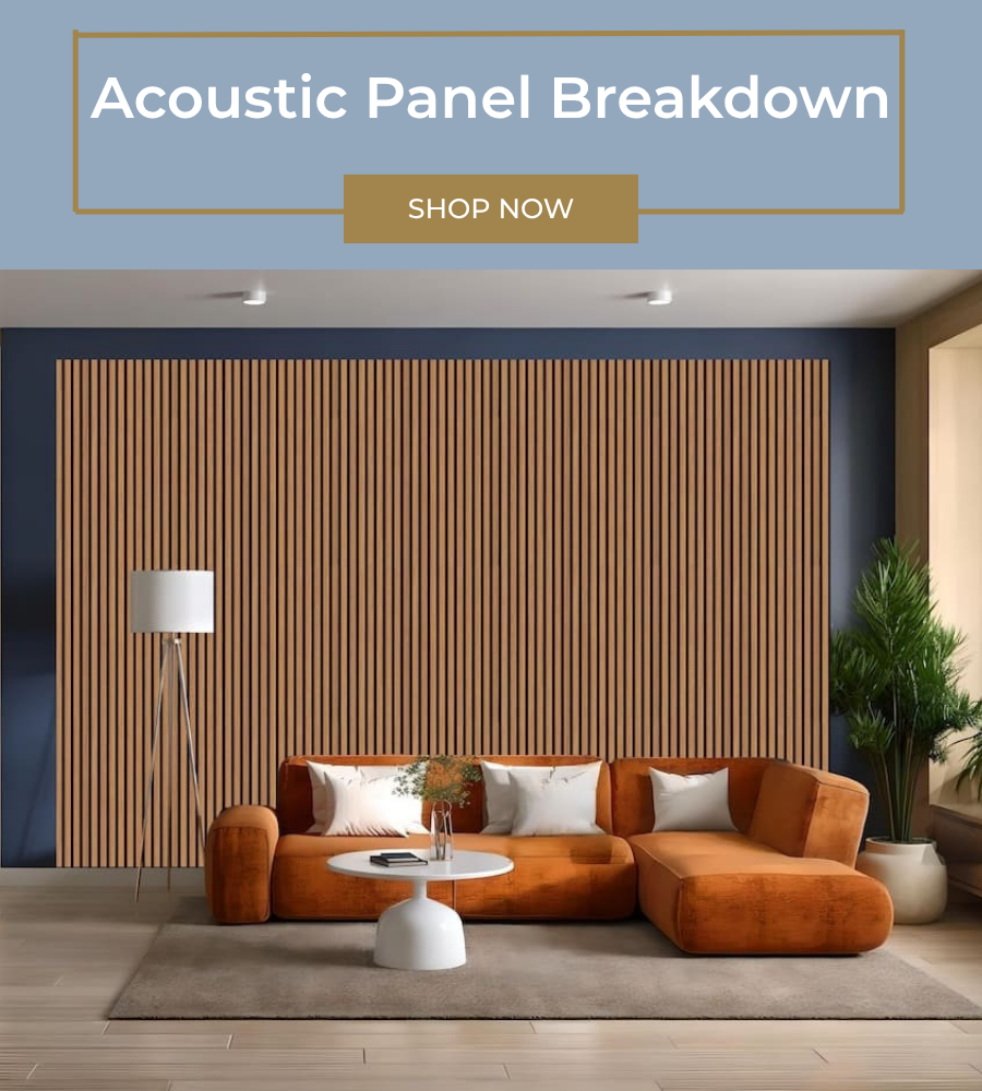 A break down of Barron Designs acoustic panels, wood and felt options: shop now