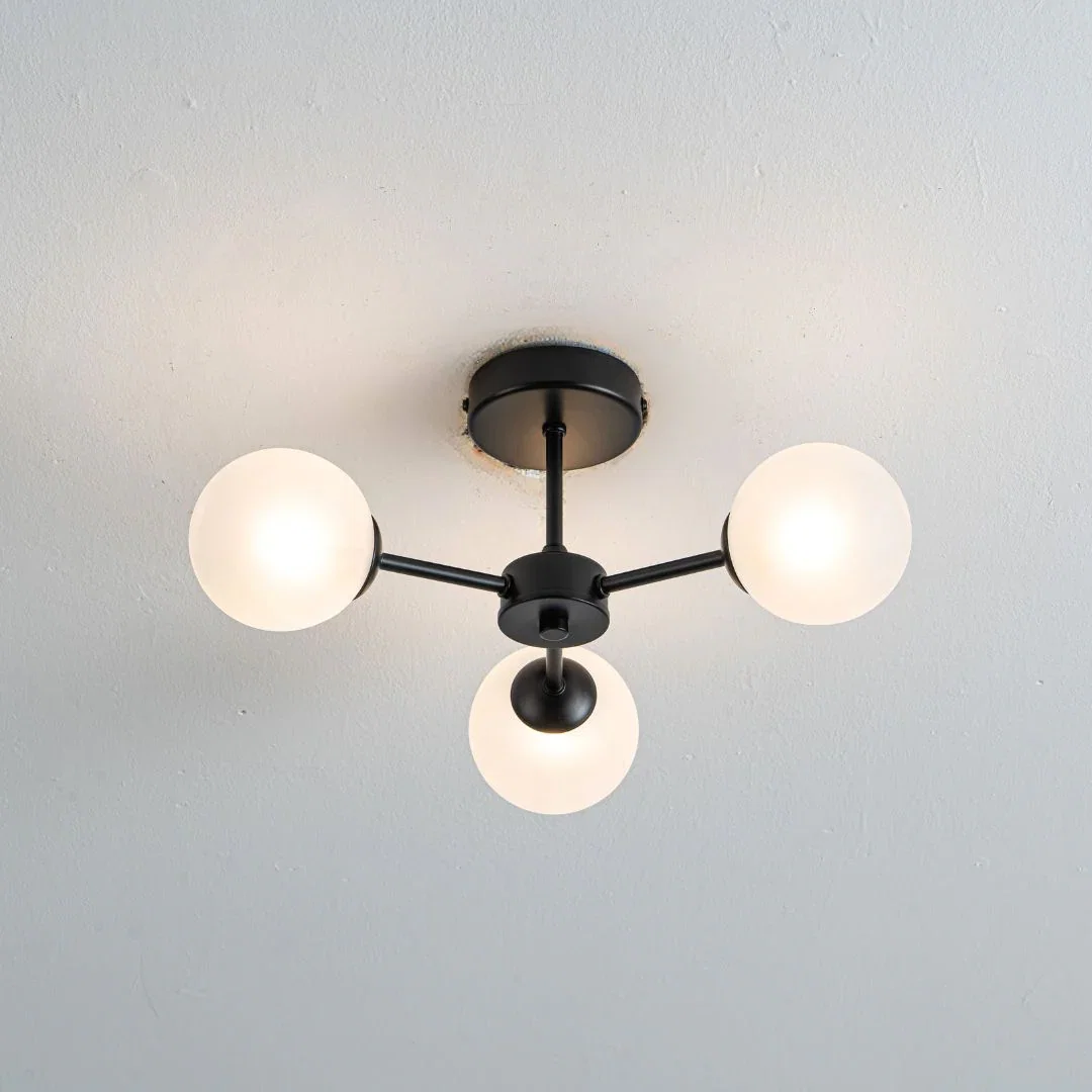 Image of Niva Black Semi-Flush Ceiling Light