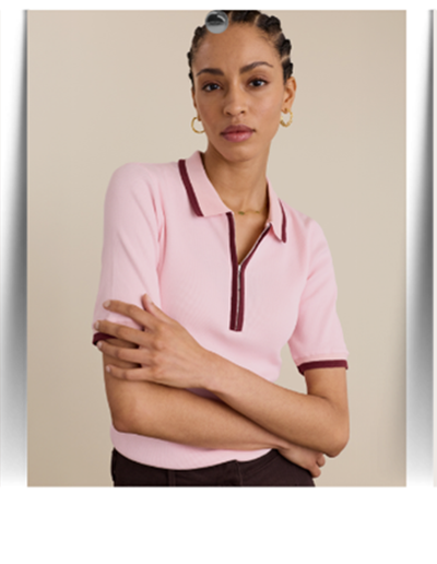 Naomi Organic Rib Zip Collar Top