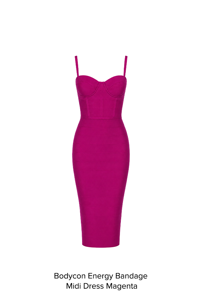 Bodycon Energy Bandage Midi Dress Magenta