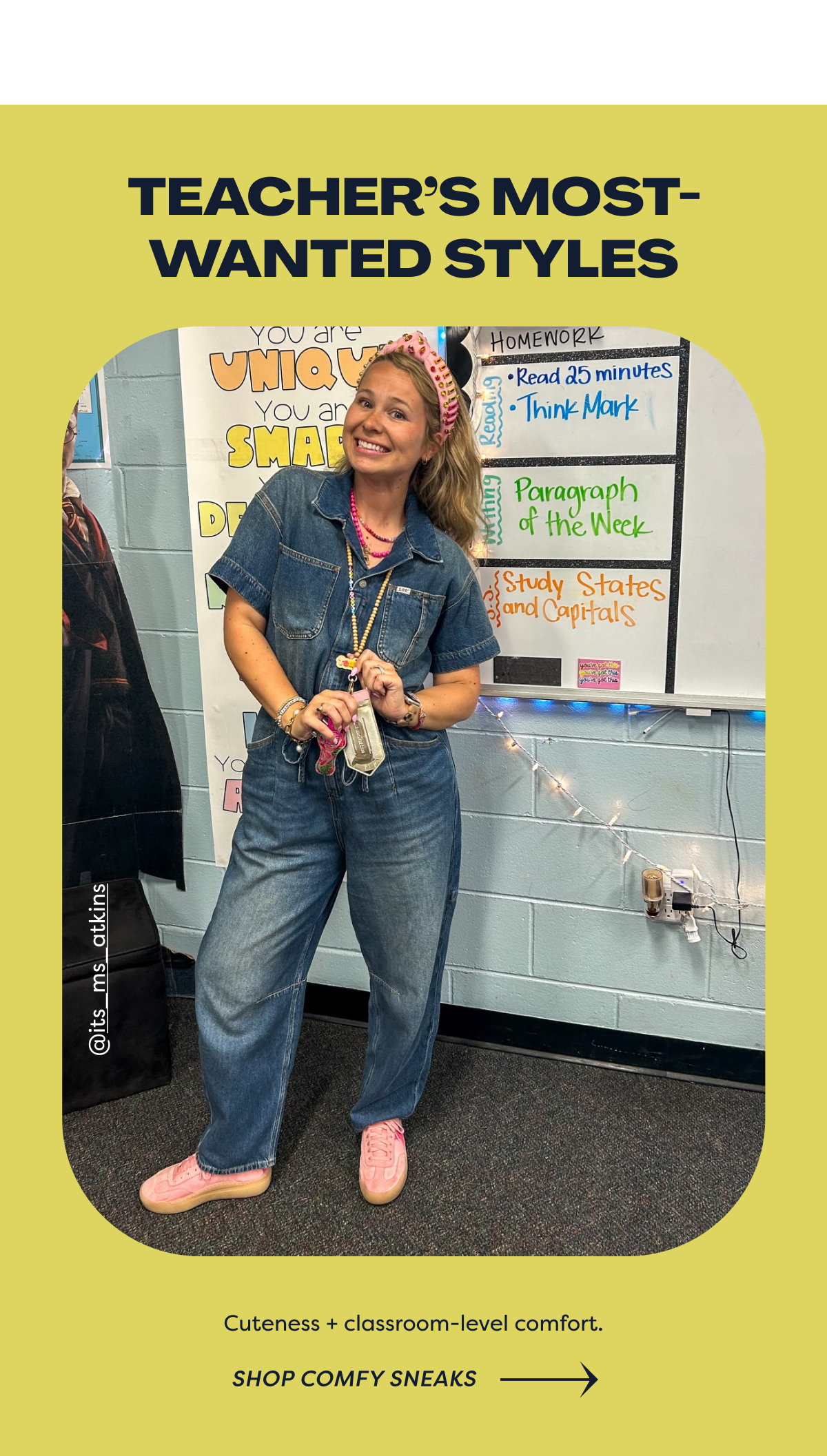 Teacher’s Most-wanted Styles | Cuteness + Classroom-level Comfort. Shop Comfy Sneaks