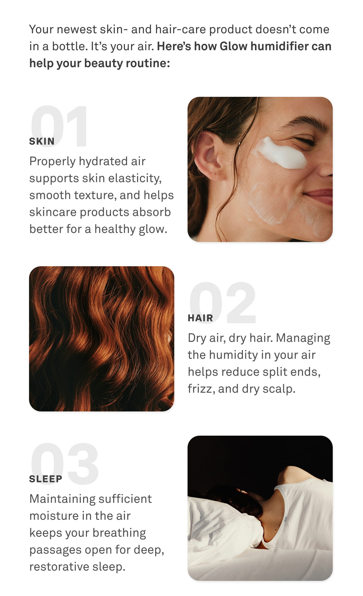 Your newest skin and hair care product doesn't come in a bottle. It's your air. Here's how Glow humidifier can help your beauty routine