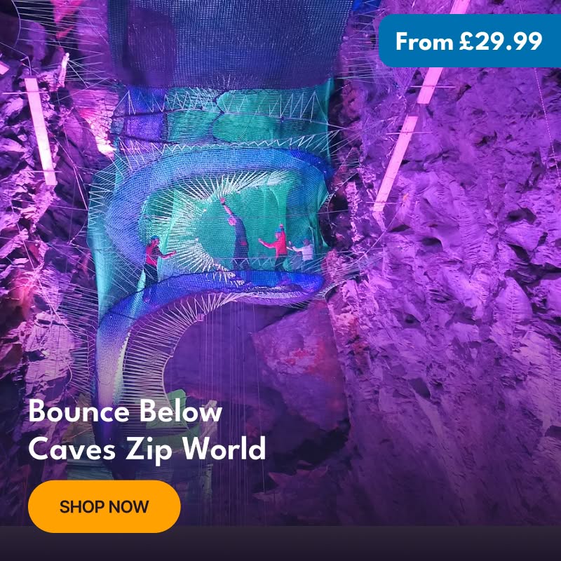 Bounce Below at Zipworld Underground Caves