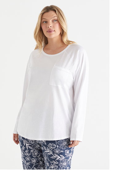 Stitch Detail Long Sleeve Pyjama Top