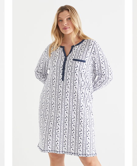 Heart Print Long Sleeve Nightie