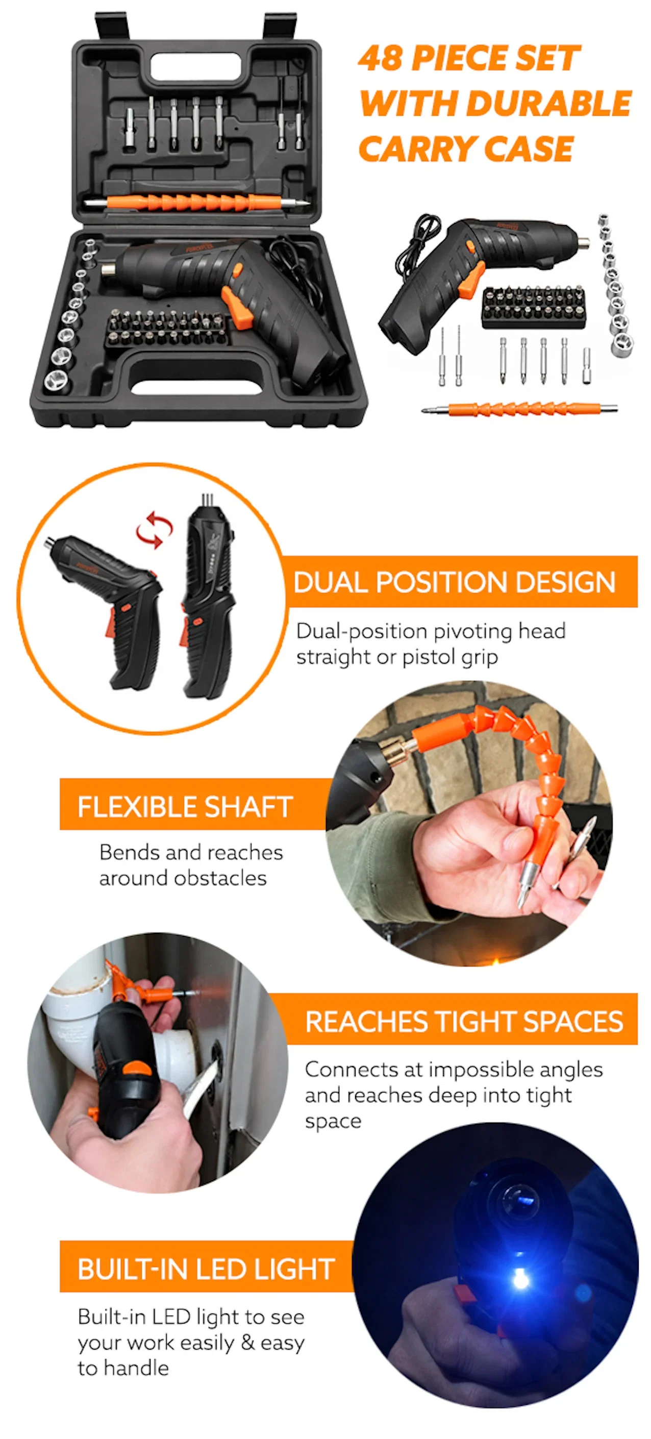 48 piece set with durable carry case