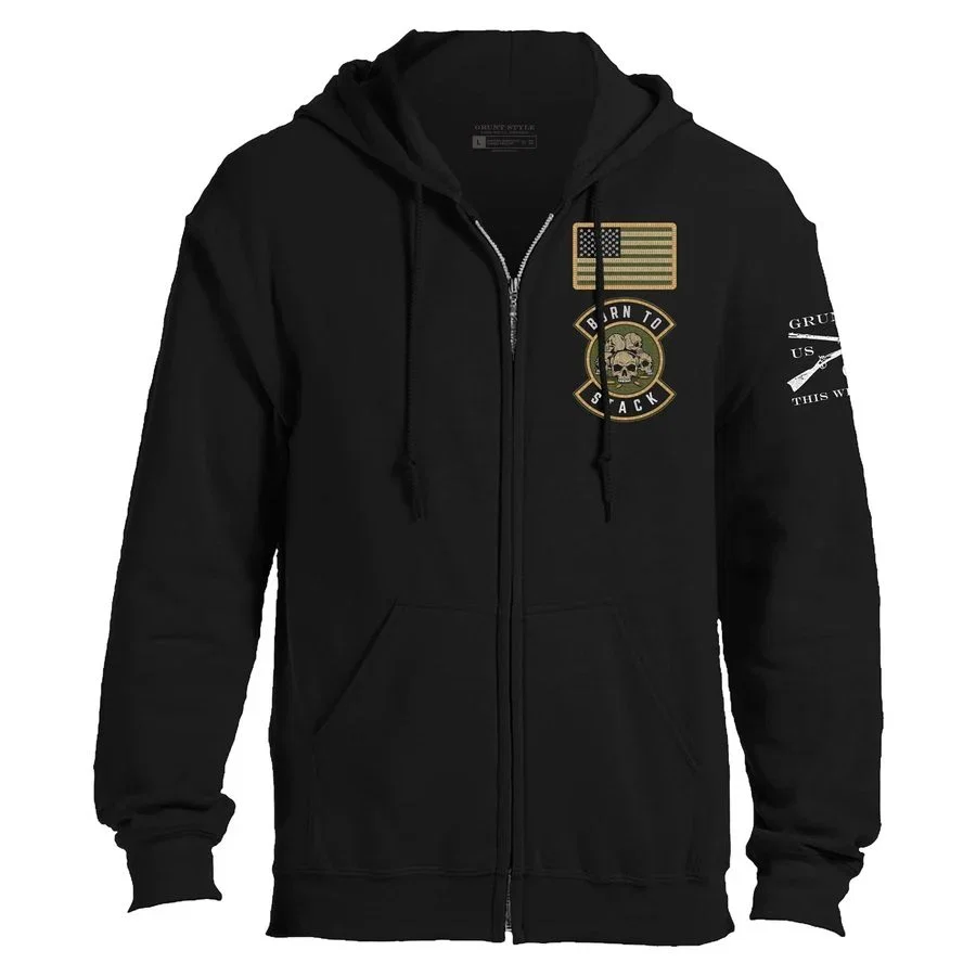 Image of Born To Stack Full-Zip Hoodie - Black