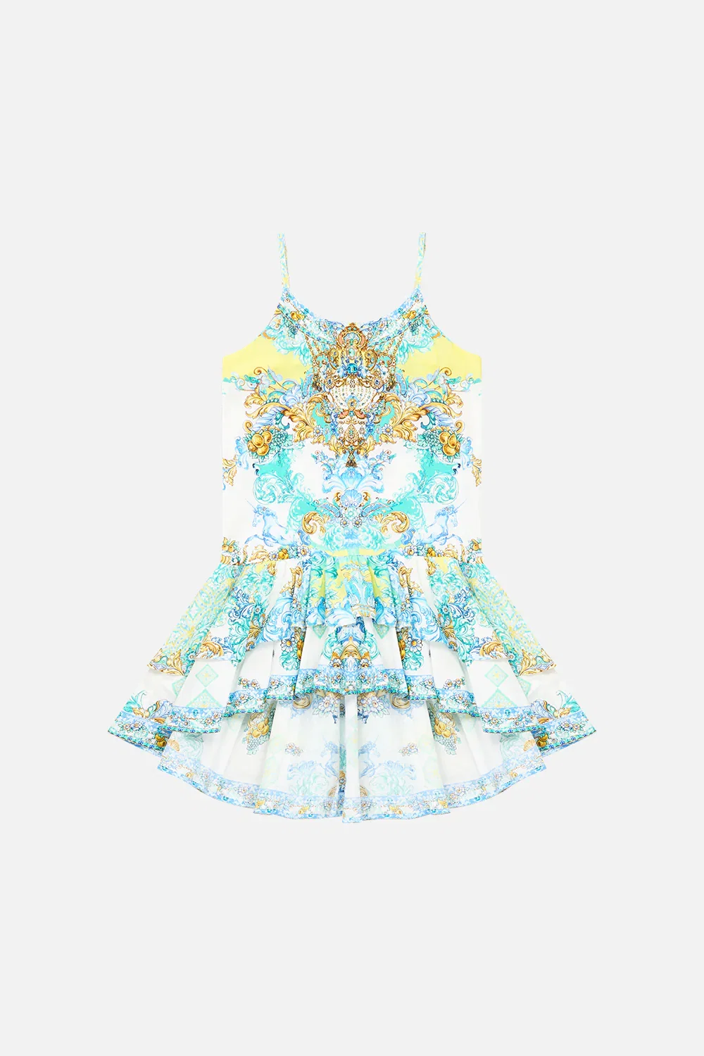 Image of KIDS LAYERED HIGH LOW DRESS W DROP WAIST DIAL UP THE TILES