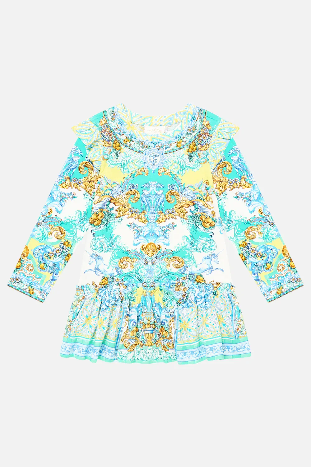 Image of KIDS LONG SLEEVE TEE MINI DRESS W FRILL HEM DIAL UP THE TILES