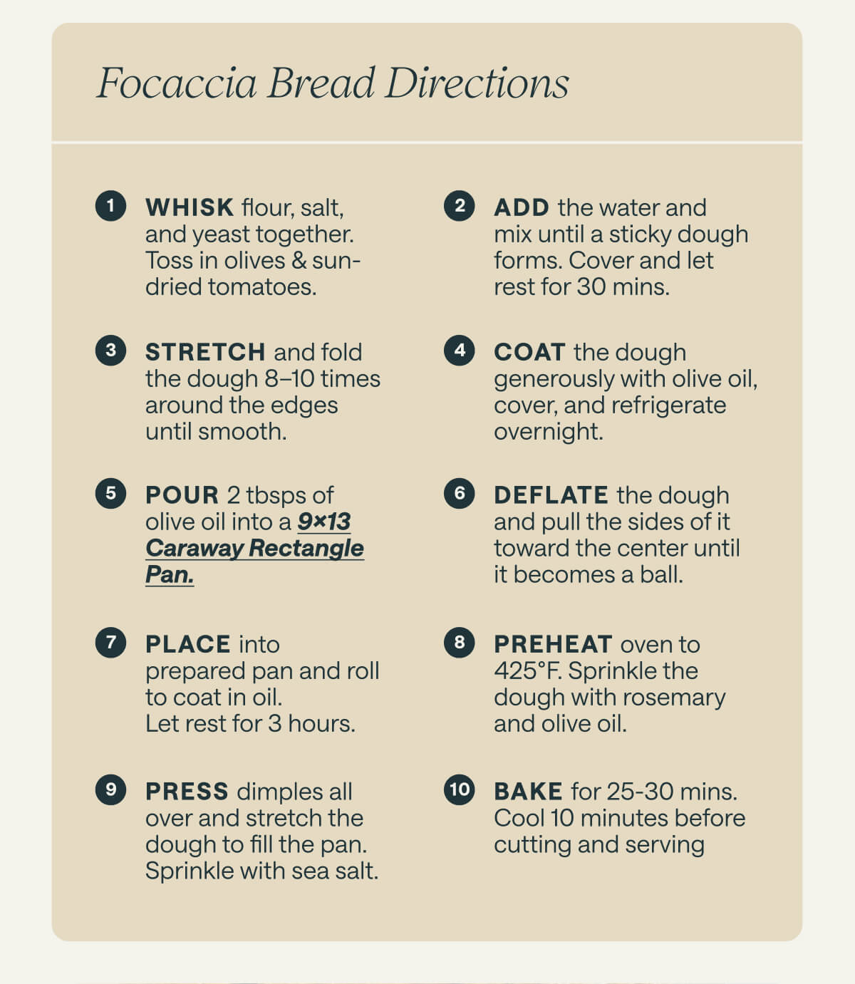 Focaccia Bread Ingredients and Directions