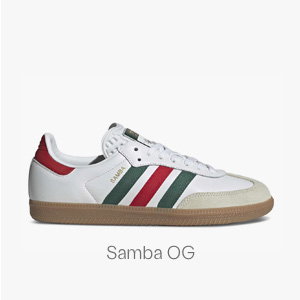adidas Samba OG Sneakers in White/Red/Green