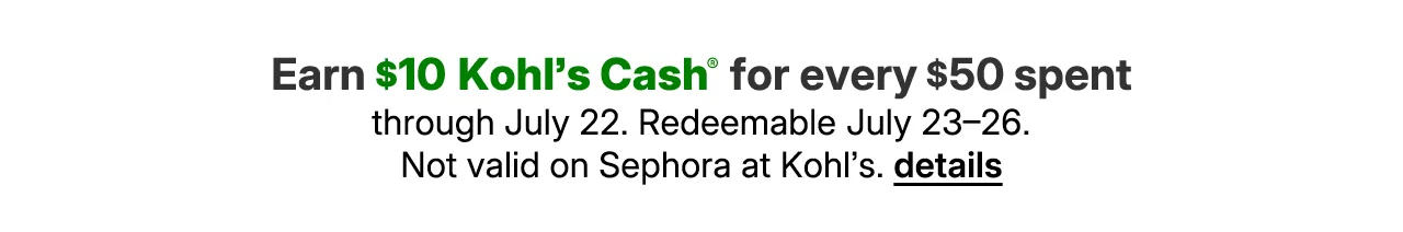 earn $10 kohls cash for every $50 spent