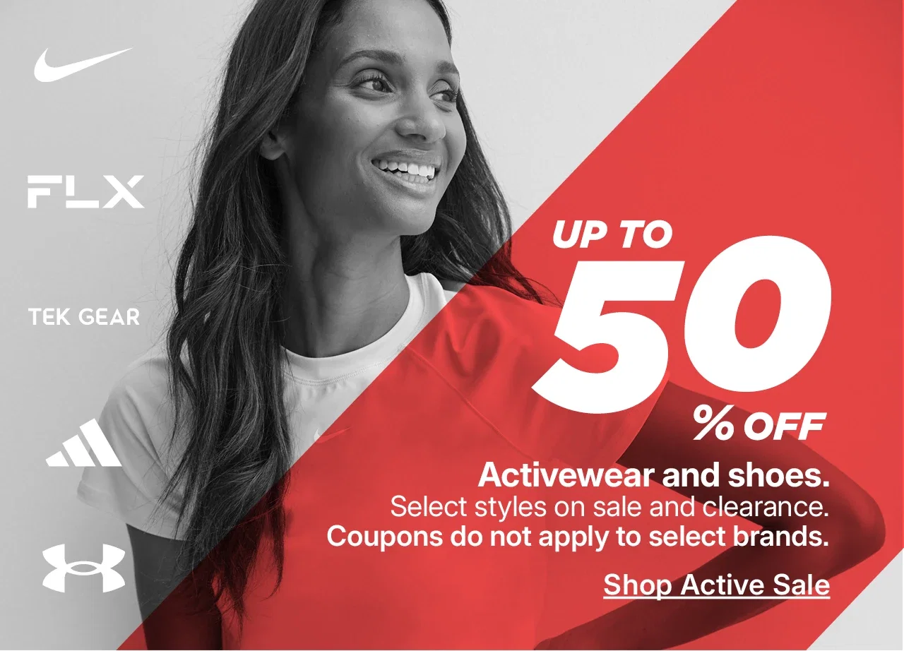up to 50% off activewear and shoes