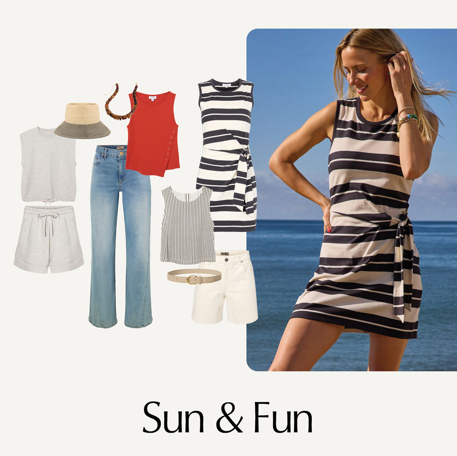 Sun & Fun. Image of cutouts of themebox looks.