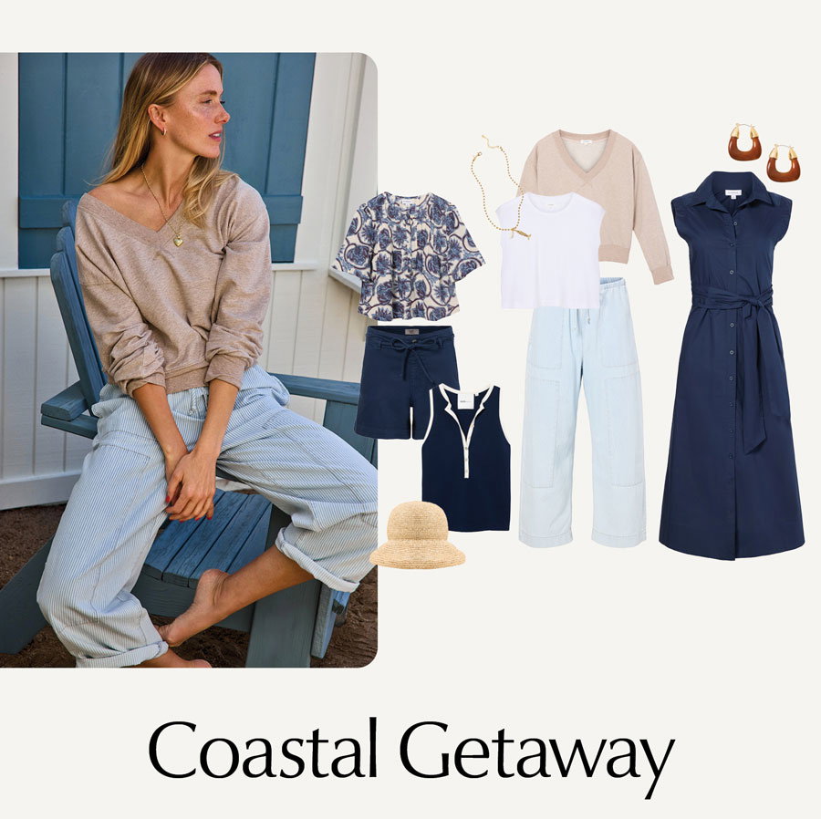 Coastal Getaway. Image of cutouts of themebox looks.